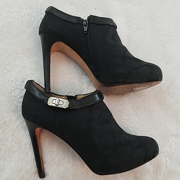 Coach Delilah Sz 8 Blk Signature Platform Booties - Picture 2 of 8